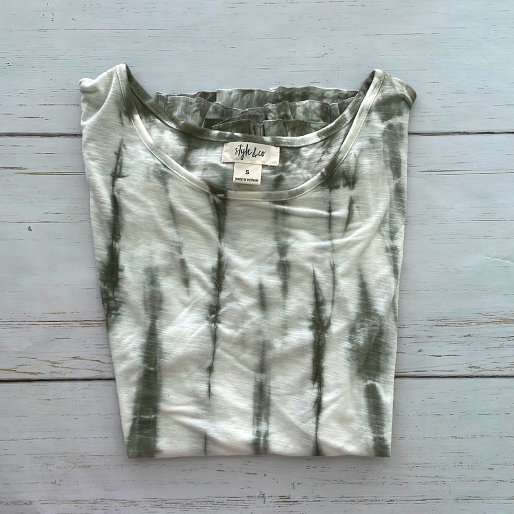 Style & Co. Tie-Dye Ruffle Stretch Tee